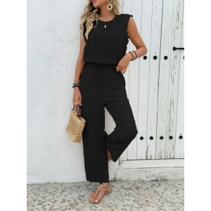 Kadın Kolsuz Bisiklet Yaka Aerobin Bluz Ve Bağcıklı Pantolon