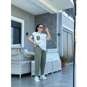 Kadın Kristal Kumaş Garnili Cep Detaylı Ikili Takım