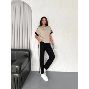 Kadın odal Dokulu Kumaş Yanı şeritli Takım