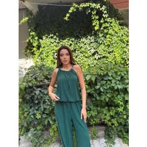 Kadın Omuz Askılı Döküm Detay Salaş Sandy Kumaş Tulum