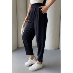 Kadın Scuba Krep Likralı Yan Fermuarlı Lastikli Harem Pantolon