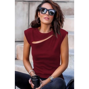 Kadın Sıfır Kol Pencere Detay Viskon Tshirt