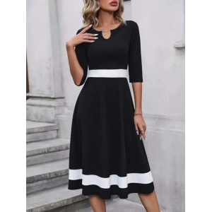 Kadın Truvakar Kol V Yakalı Janjan Krep Midi Elbise