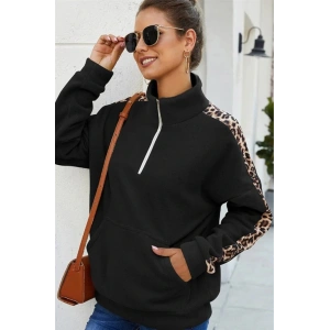 Kadın Uzun Kollu Balıkçı Yaka önden Fermuarlı Polar Bluz