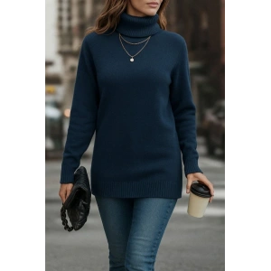 Kadın Uzun Kollu Balıkçı Yaka Triko Bluz