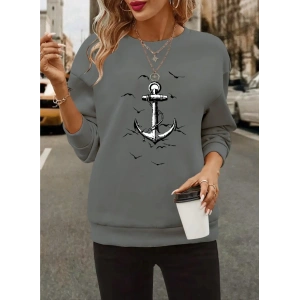 Kadın Uzun Kollu Bisiklet Yaka Desenli Viskon Iki Iplik Bluz