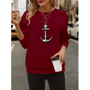 Kadın Uzun Kollu Bisiklet Yaka Desenli Viskon Iki Iplik Bluz