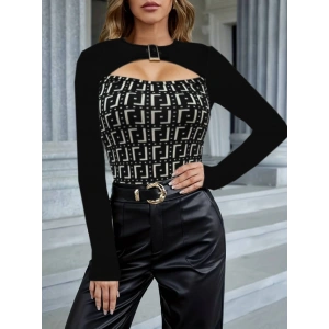 Kadın Uzun Kollu Bisiklet Yaka Göğüs Dekolte Ve Toka Detay Dalgıç Bluz