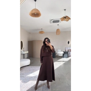 Kadın Uzun Kollu Bluz Ve Ve Askılı Elbise Ikili Takim