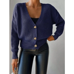 Kadın Uzun Kollu Düğme Detay Triko Bluz