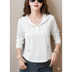 Kadın Uzun Kollu Kapşonlu Bağcıklı Düğmeli Viskon Iki Iplik Bluz