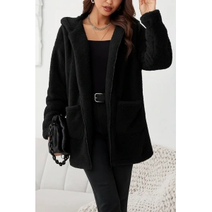 Kadın Uzun Kollu Kapşonlu önden Fermuarlı Cepli Welsoft Ceket