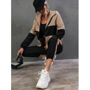 Kadın Uzun Kollu Kapşonlu önden Fermuarlı Viskon Iki Iplik Bluz Ve Pantolon Ikili Takım