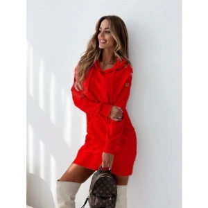 Kadın Uzun Kollu Kapüşon Detay Mini Elbise