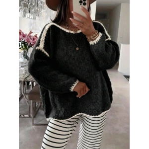 Kadın Uzun Kollu Kayık Yaka Triko Bluz