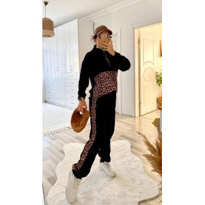 Kadın Uzun Kollu eopar Detay weat Ve Yanı eopar şerit Detay Pantolon Ikili Takım