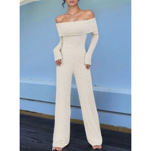 Kadın Uzun Kollu Madonna Yaka şardonlu Kaşkorse Tulum