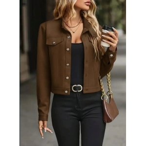 Kadın Uzun Kollu önden Düğmeli Kısa Süet Ceket