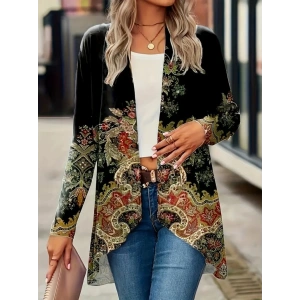 Kadın Uzun Kollu önü Açık Desenli şardonlu Dalgıç Ceket
