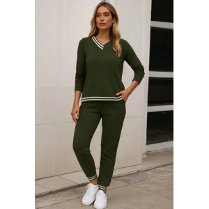 Kadın Uzun Kollu Ribana Detay Viskon Iki Iplik Ikili Takım