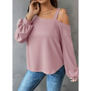 Kadın Uzun Kollu Tek Omuz Askı Detay Salaş Dalgıç Bluz