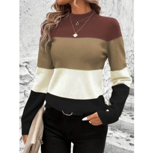 Kadın Uzun Kollu Yarı Balıkçı Yaka Triko Kazak