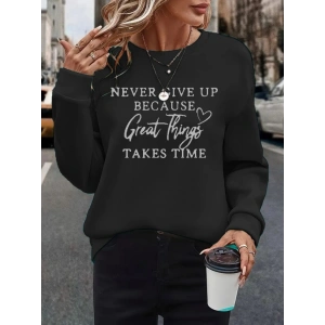 Kadın Uzun Kollu Yuvarlak Yaka Iki Iplik şardonlu Bluz