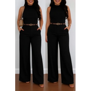 Kadın Yüksek Bel Geniş Paça Detaylı Cepli Ithal Krep Pantolon