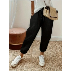 Kadın Yüksek Bel Lastikli Belde Bağcık Detaylı Aerobin Pantolon