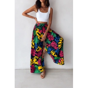 Kadın Yüksek Bel Lastikli Desenli Süprem Pantolon