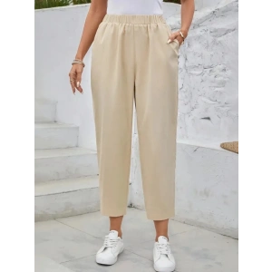 Kadın Yüksek Bel Yandan Cepli Düğme Detaylı Geniş Kesim Ithal Krep Pantolon