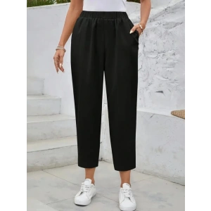 Kadın Yüksek Bel Yandan Cepli Düğme Detaylı Geniş Kesim Ithal Krep Pantolon