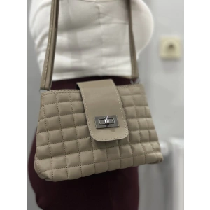 Kapaklı kapitone vizon cilt çanta