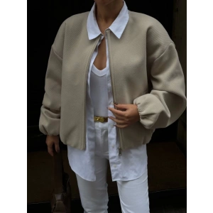 Kaşe Kaşmir Fermuarlı CEKET  Bej