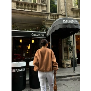 Kaşe Kaşmir Fermuarlı CEKET  Kahve