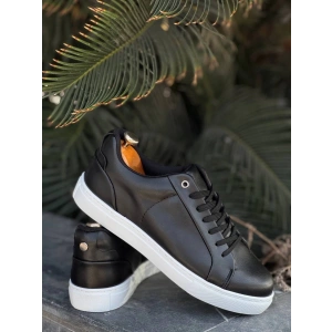 KB-BX1  Kuback Siyah Cilt Yüksek Beyaz Taban Günlük Erkek Ayakkabı