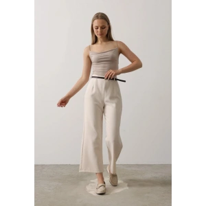 Kemer Pens Detaylı Pantolon  Bej