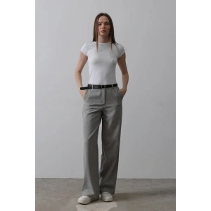 Kemerli Palazzo Pantolon  GriBeyaz