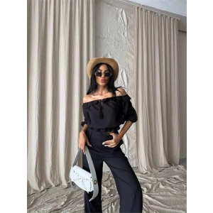 KETEN MADONNA YAKA KO HAIR ŞERİT  PANTOON TAKIM  iyah