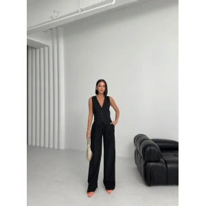 Keten Sirti Çapraz Geçi̇şli̇ Cepken Pantolon Takim