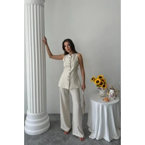 KETEN YELEK  PANTOLON TAKI  Taş