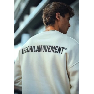 Kışlık Bisiklet Yaka Oversize Baskılı weathirt  Beyaz