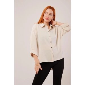 Kol Katlama Detaylı Bej Gömlek