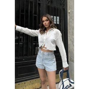 Kristen Sırt Dekolte Crop Gömlek 325308