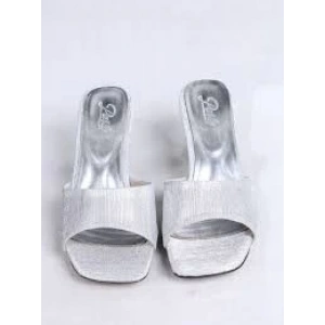 Luart Gümüş Simli Topuklu Terlik
