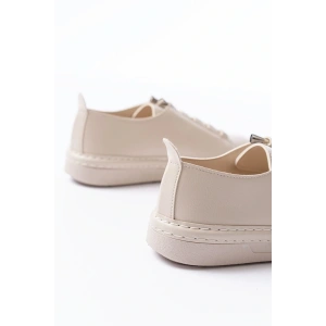 MK-9026 Bej Bağcıklı  Taş Aksesuarlı Günlük Spor Ayakkabı