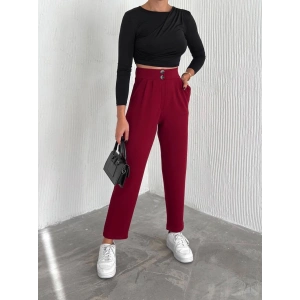 örme krep pantolon çift düğmeli