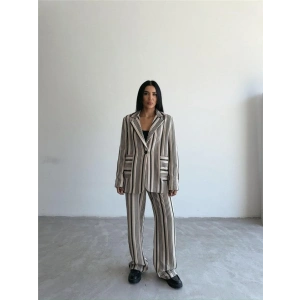 OTTOAN ÇİZGİLİ CEKETPANTOLON TK  Bej