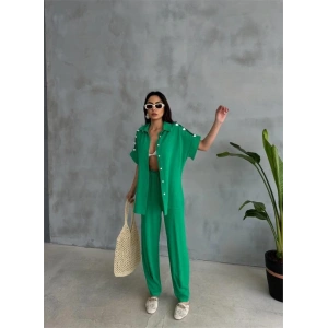 OUZ İDYE IRAI BUZ  PAÇA PENİ PANTOON TAKI  Yeşil