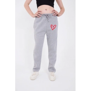 Oversize Boru Paça Baskılı Eşofman Pantolon  Gri